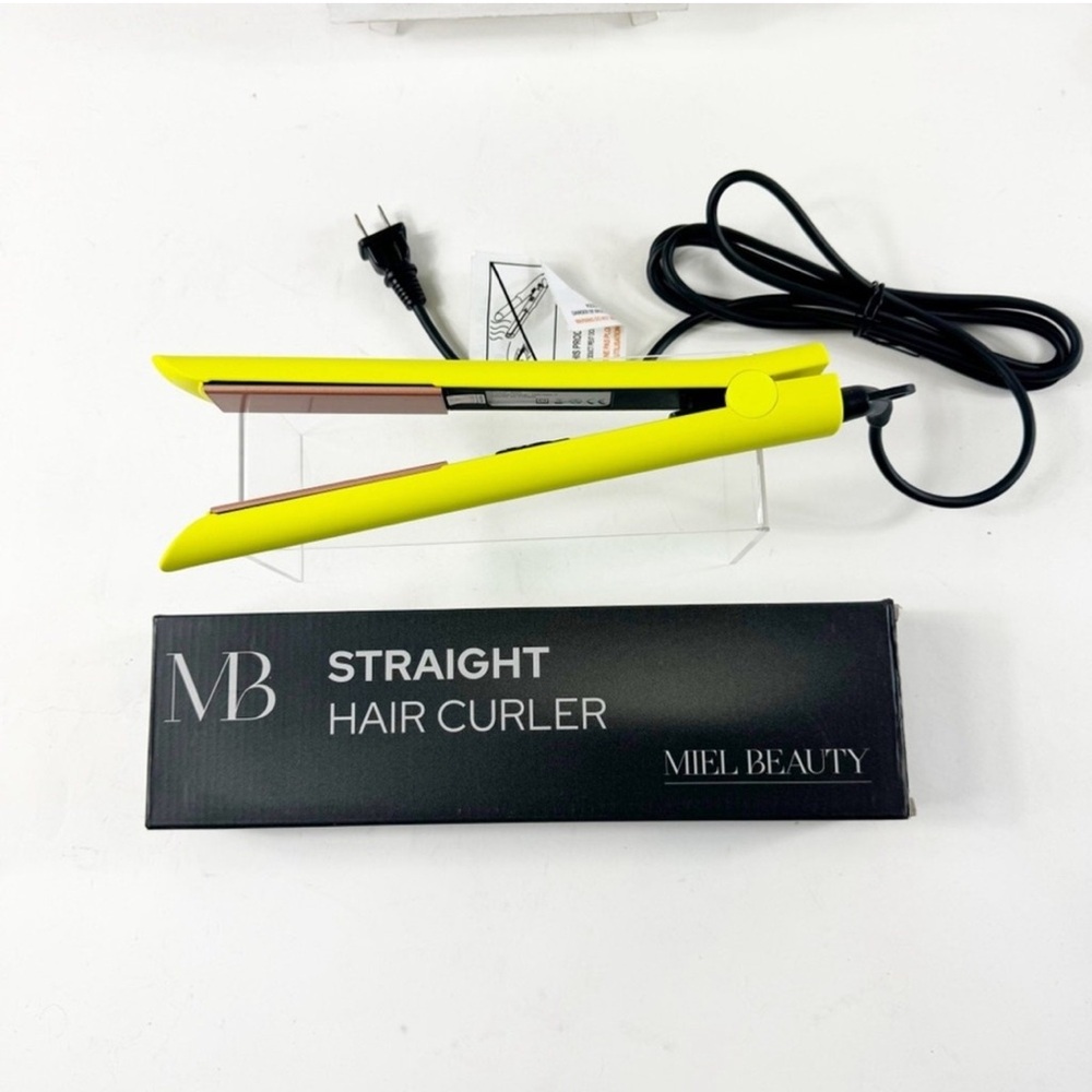 Miel‎ Beauty NWB Professional Hair Straightener Curler Neon yellow